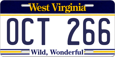 WV license plate OCT266