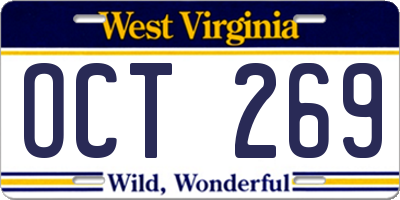 WV license plate OCT269