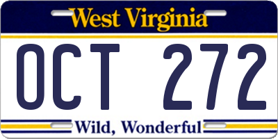 WV license plate OCT272