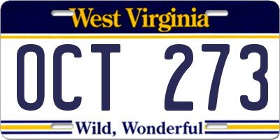 WV license plate OCT273