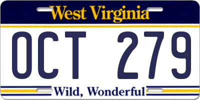 WV license plate OCT279