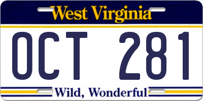 WV license plate OCT281