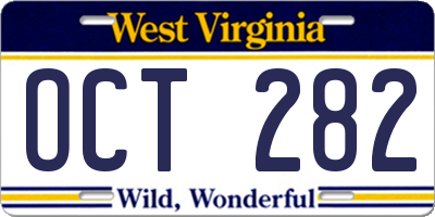 WV license plate OCT282