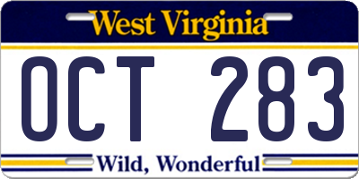WV license plate OCT283