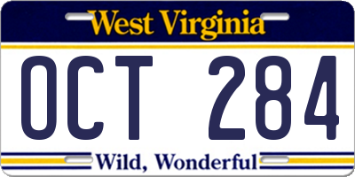 WV license plate OCT284