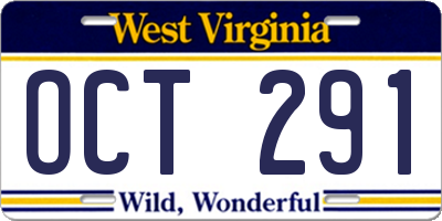 WV license plate OCT291