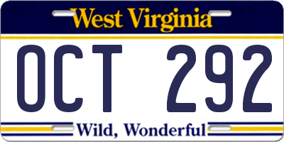 WV license plate OCT292