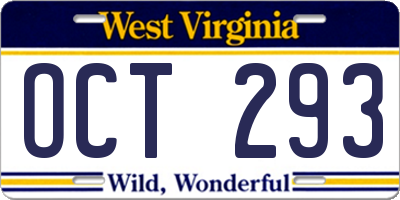 WV license plate OCT293