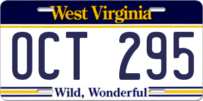 WV license plate OCT295