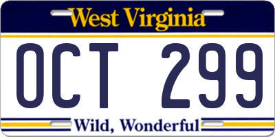 WV license plate OCT299