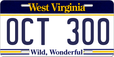 WV license plate OCT300
