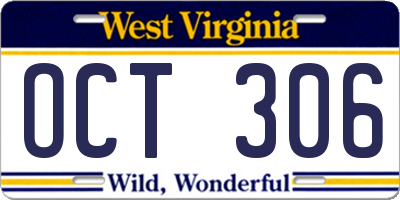 WV license plate OCT306