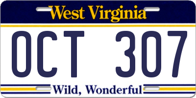 WV license plate OCT307