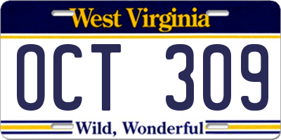 WV license plate OCT309