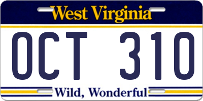 WV license plate OCT310
