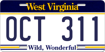 WV license plate OCT311