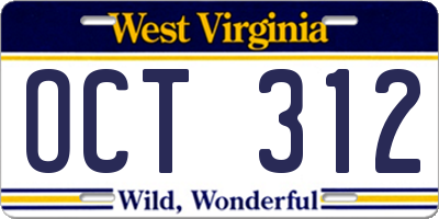 WV license plate OCT312