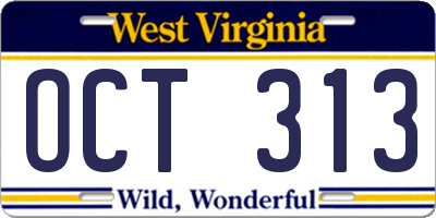 WV license plate OCT313