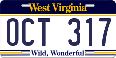 WV license plate OCT317