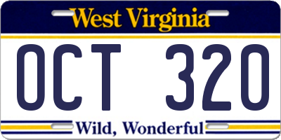 WV license plate OCT320
