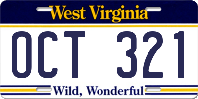 WV license plate OCT321
