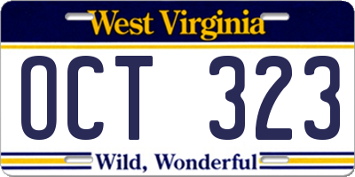 WV license plate OCT323