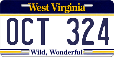 WV license plate OCT324