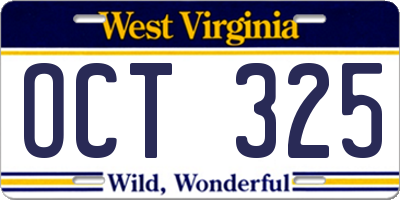 WV license plate OCT325