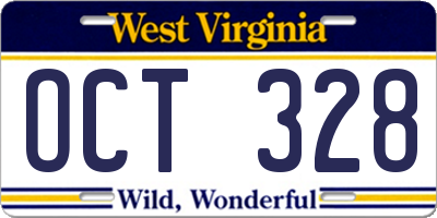 WV license plate OCT328
