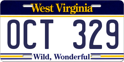 WV license plate OCT329