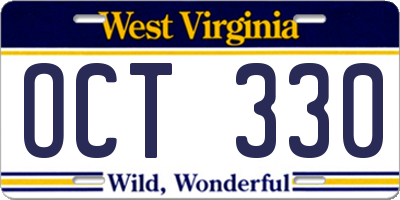 WV license plate OCT330