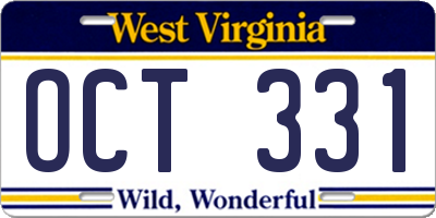 WV license plate OCT331