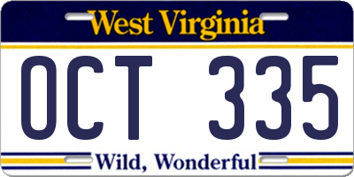 WV license plate OCT335