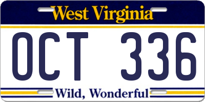 WV license plate OCT336