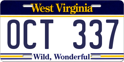 WV license plate OCT337