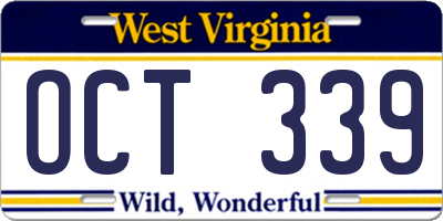 WV license plate OCT339