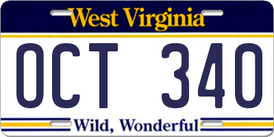WV license plate OCT340