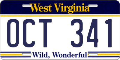 WV license plate OCT341