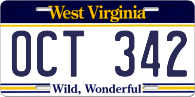 WV license plate OCT342