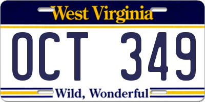 WV license plate OCT349