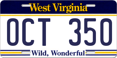 WV license plate OCT350