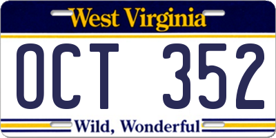 WV license plate OCT352