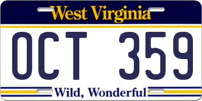 WV license plate OCT359