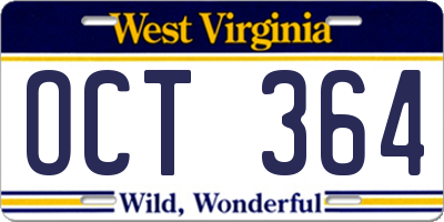 WV license plate OCT364