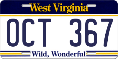 WV license plate OCT367