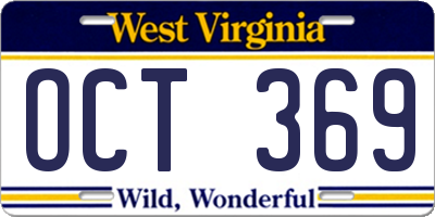 WV license plate OCT369