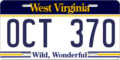 WV license plate OCT370
