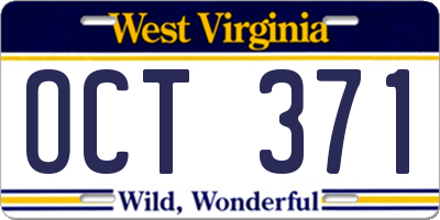 WV license plate OCT371