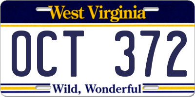WV license plate OCT372