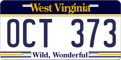 WV license plate OCT373